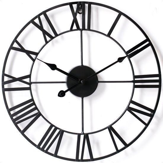 Goliving Wanduhr Industrial - Geräuschloses Uhrwerk - Moderne Wanduhr - Metall - Ø 40 cm - Schwarz