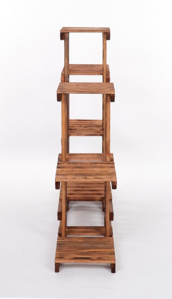 Blumenständer FLORANGE HxBxT 116x95x25cm 8 Ablagen Kieferholz Braun geflammt