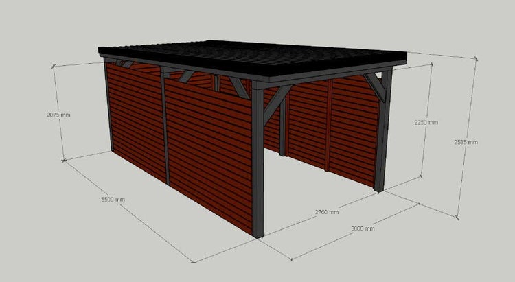Alpholz Einzelcarport Ville Carport aus Holz, Unterstand Überdachung, Naturbelassen