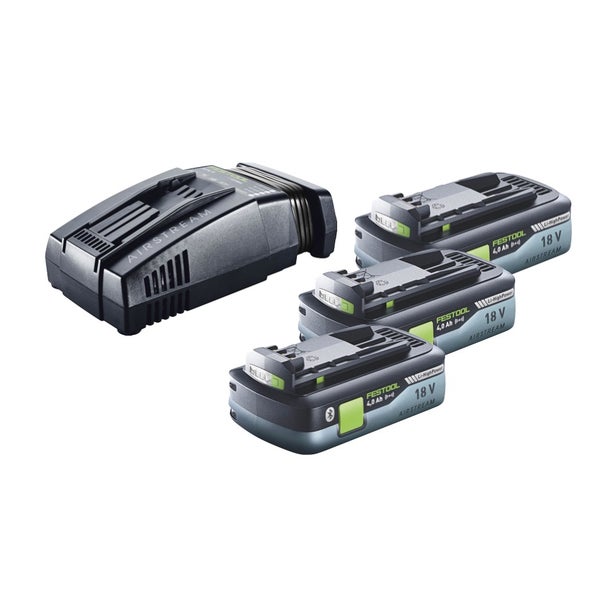 Festool Energie Set 3x BP 18 Li 4,0 Ah HPC-ASI Akkupack 18V 4,0 Ah HighPower ( 3x 205034 ) + SCA 16 Schnellladegerät 10,8 V - 18 V ( 576953 ) + Systainer