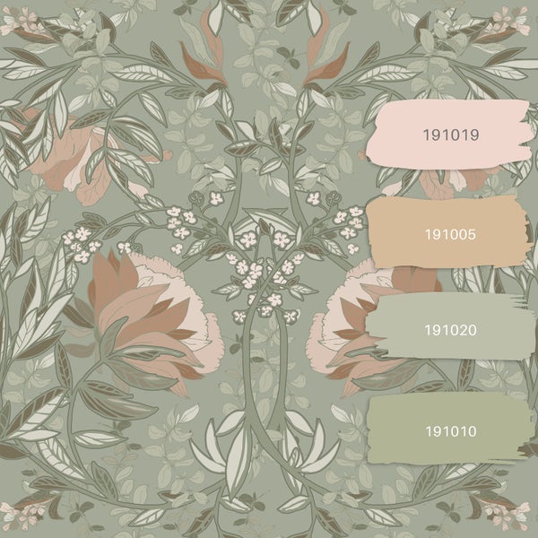 Blumenmuster mit Farbfeldern und Farbnummern