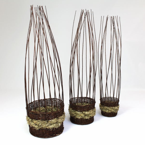FRANK FLECHTWAREN | Pflanzkorb Naturzweig, 3er Set, WEIDE, ca. Ø 25 x 17 cm, GH 110 cm, Ø 29 x 22 cm, GH 113 cm, Ø 34 x 24 cm, GH 115 cm, bei Direktbepflanzung