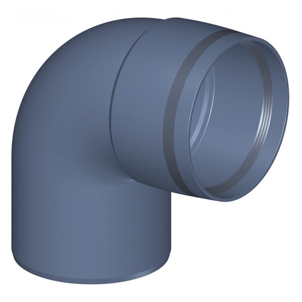 HT-Bogen 90 Grad aus grauem Kunststoff für Abwasserrohre.