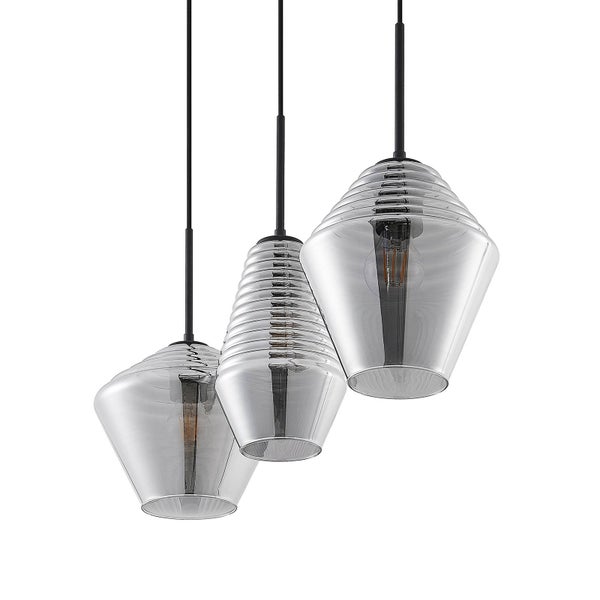 Lindby Pendelleuchte Ekkis (Retro, Vintage Antik) in Alu aus Glas (3 flammig E27) - Hängelampe Esstischlampe Hängeleuchte Wohnzimmerleuchte