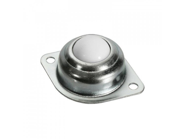 Eine Kugelrolle mit Montageflansch aus Metall für den Möbelbau oder industrielle Anwendungen.