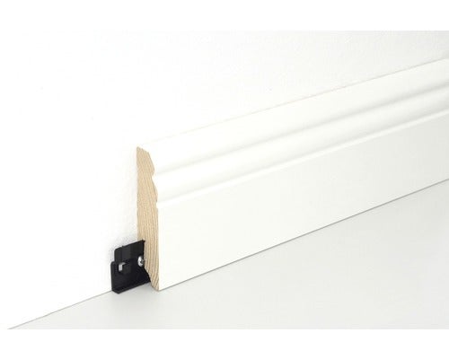 Sockelleiste profiliert Fichte/Kiefer weiß RAL 9010 lackiert L0133L 18x80x2400 mm