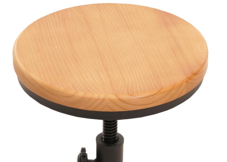 Hocker mit Sitz aus Holz und Metallgestell