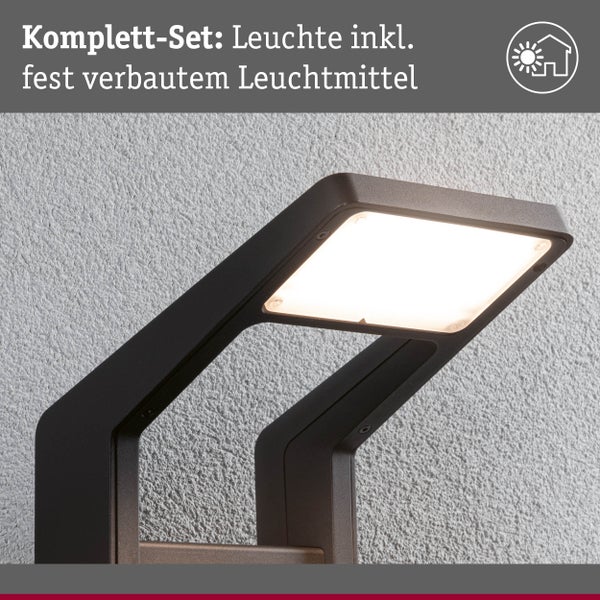 Komplettset einer modernen LED Außenleuchte für die Wandmontage inklusive fest verbautem Leuchtmittel.