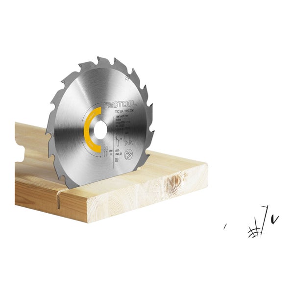 Festool Sägeblatt für Holz mit 160 Millimeter Durchmesser auf Holz