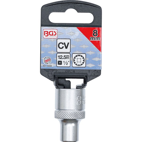 BGS Technik Stecknusseinsatz mit 8 Millimeter Maulweite und 12,5 Millimeter Vierkantaufnahme