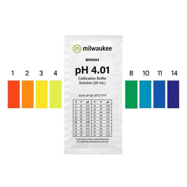 Milwaukee Logo pH 4.01 Kalibrierpufferlösung mit Farbskala