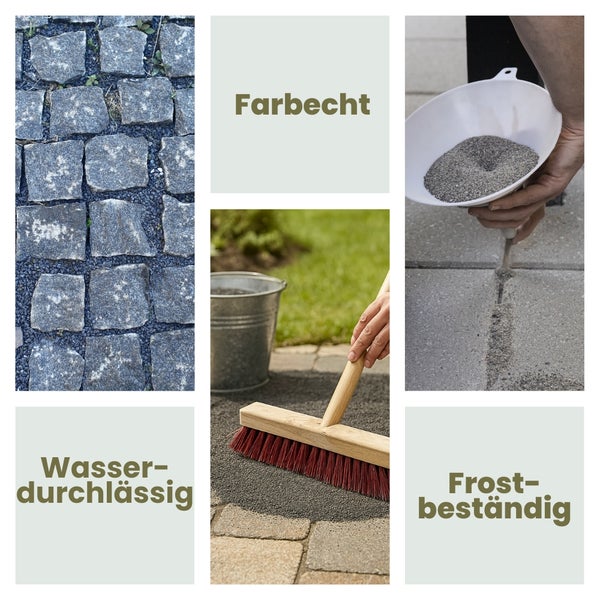 Pflastersteine mit Eigenschaften wie Farbechtheit, Wasserdurchlässigkeit und Frostbeständigkeit