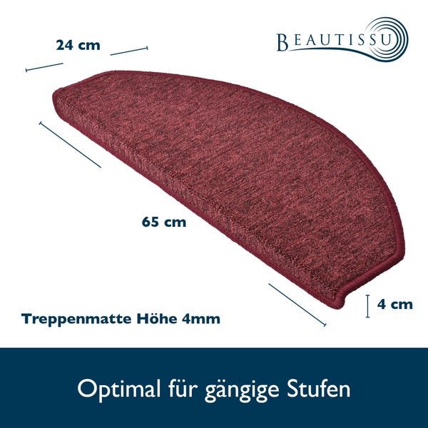 Beautissu Treppenmatte in halbrund mit den Maßen 65 mal 24 mal 4 Zentimeter für Treppenstufen