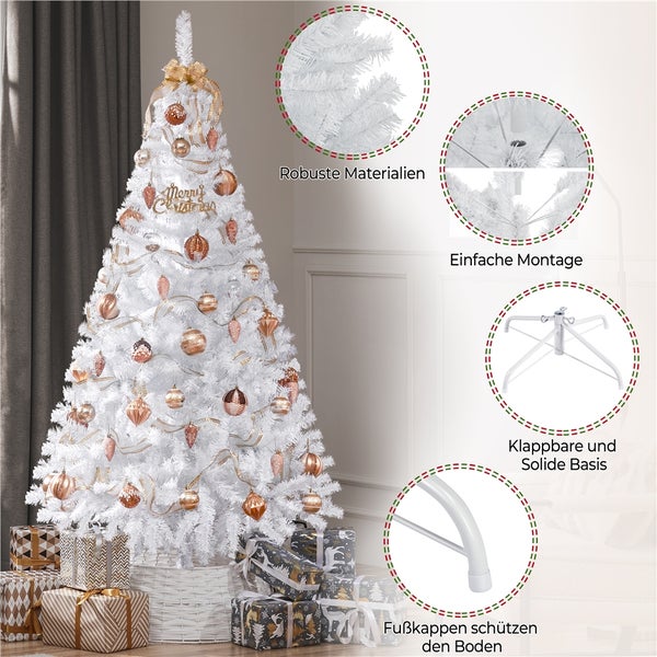 Geschmückter, weisser Weihnachtsbaum mit Geschenken