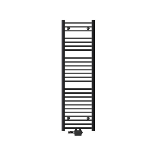 LuxeBath Badheizkörper Sahara 400 x 1500 mm Anthrazit gerade mit Mittelanschluss inkl. Anschlussgarnitur mit Thermostat Universal Eck- und Durchgangsform, Heizkörper Handtuchwärmer Handtuchtrockner