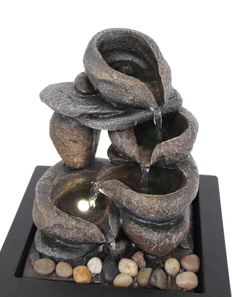 Zimmerbrunnen Tischbrunnen FoScoglio antik braun Led 26 cm 10972