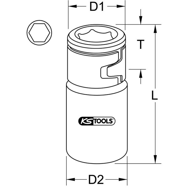 KS TOOLS 1/4 Bit-Adapter-Stecknuss mit Spannring - 911.4327