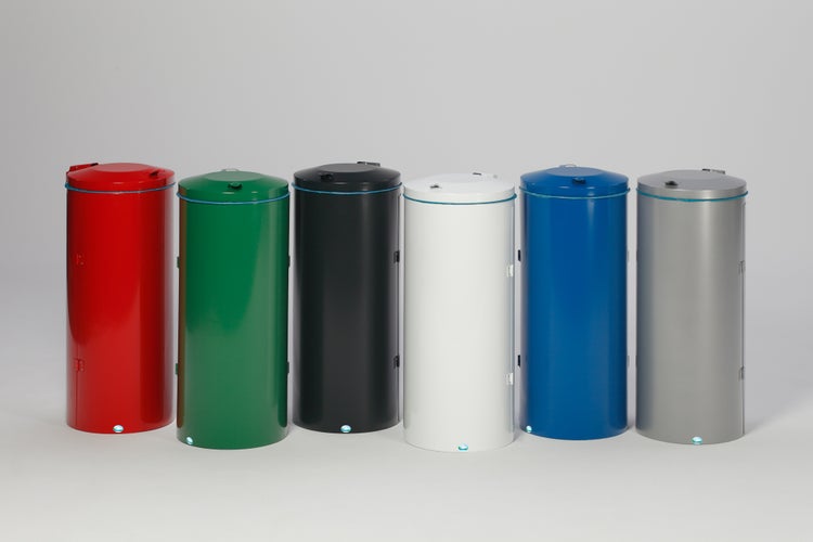 PROREGAL Robuster Abfallsammler Mit Deckel Doppeltür 150 Liter HxBxT 98 x 50 x 50 cm Stahl Blau