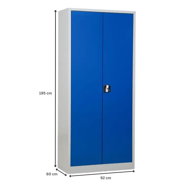 PROREGAL Stahlschrank Bee 5 Fachböden HxBxT 195 x 92 x 60 cm Verzinktes & Verstärktes Fachbodenmaterial Grau & Blau