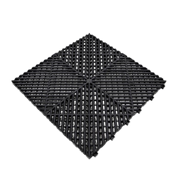 Belüftete Garagenbodenfliesen x 120 mit Kanten – Schwarz