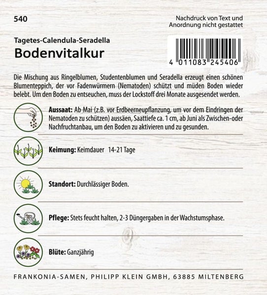 Tagetes Calendula Seradella Bodenvitalkur Information