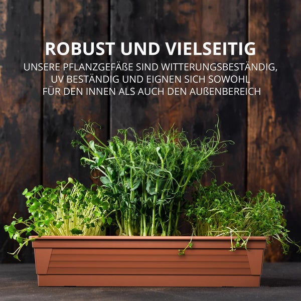 Plastard Blumenkasten 3er Set Terrakotta 100x21x17 cm Pflanzkasten Balkonkasten Pflanzkübel