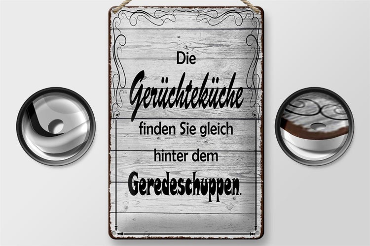 Blechschild Spruch 20x30cm Gerüchteküche Geredeschuppen