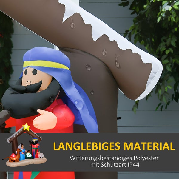 HOMCOM Aufblasbarer Weihnachtsbogen 2 m Bibel-Bogen von Jesus' Geburt Weihnachtsdekoration Aufblasbare Weihnachtskrippe 1,8 m Bogen mit LED-Lichter wasserdicht automatisches Aufblasen Polyester