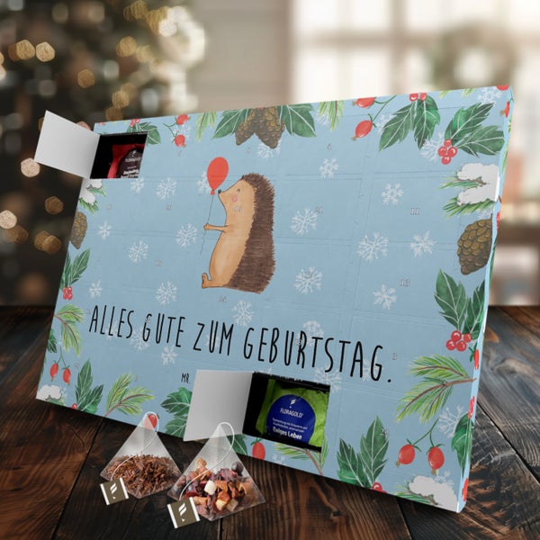 Mr. & Mrs. Panda Tee Adventskalender Igel Luftballon - Blau Pastell