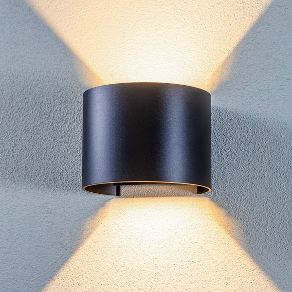 Lindby LED Wandleuchte außen Nivar (spritzwassergeschützt (Modern) in Schwarz aus Metall (1 flammig, ) - Außenwandleuchten Wandlampe Led Außenlampe Outdoor für Außenwand/Hauswand