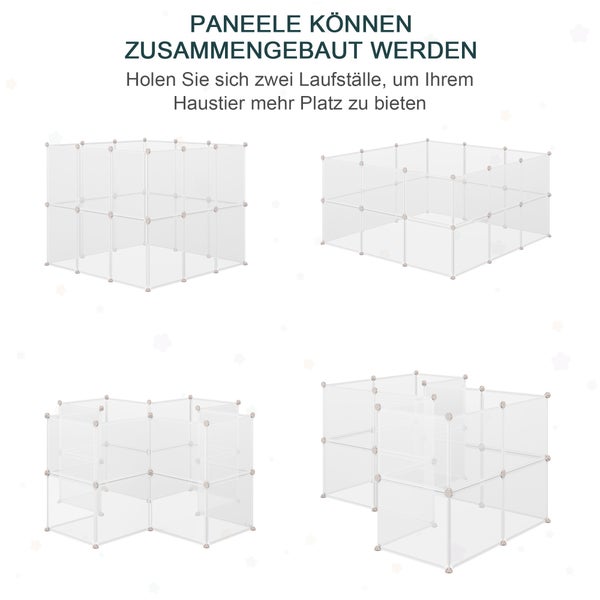 PawHut Gittergehege, Freigehege, 105 x 105 x 45 cm, Metall PP-Harz, Weiß