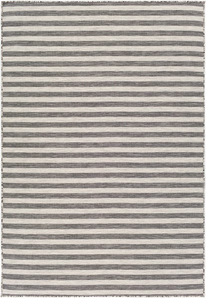 In-/Outdoor Gestreifter Teppich Grau/Elfenbein 130x180 cm ZAKI