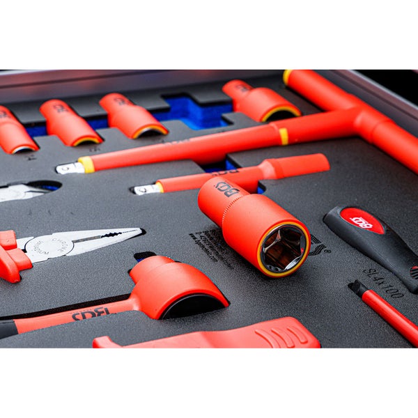BGS Werkstattwageneinlage 3/3: VDE-Steckschlüssel-Satz Antrieb Innenvierkant 10 mm (3/8) 26tlg. - 70218