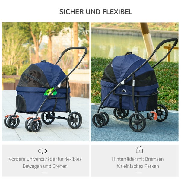 PawHut Hundebuggy, 81L x 68B x 98,5H cm, Oxford, EVA, Blau