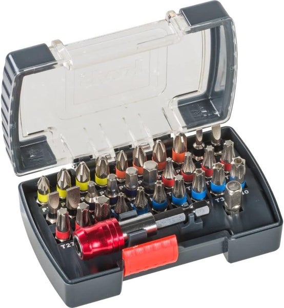 kwb Power Universelle Bit-Box-Set  32-tlg inkl. Bits, Schnellwechsel-Bithalter mit Magnet in stabiler Kunststoff-Box