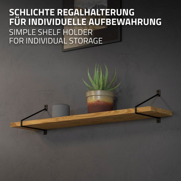 ML-Design 4 Stück Regalhalterung 220 mm, Schwarz, aus Stahl, Haarnadel Regalhalterungen, Schwebe Regalwinkel, Hairpin Wandhalterung, Regalträger für Wandmontage, Industrielle Wandregal, Wandkonsole