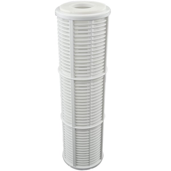 Zylindrische Wasserfilter-Ersatzkartusche aus Kunststoff mit Lamellenstruktur.