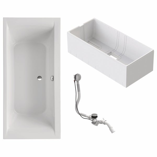 Badewanne mit Wannenfuß und Ablaufgarnitur