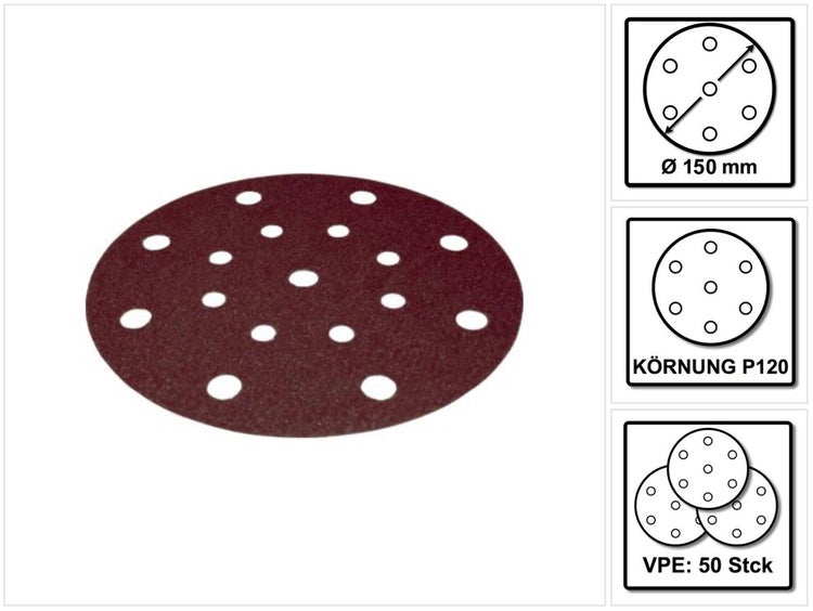Festool STF D150/16 Rubin2 Schleifscheiben P120 RU2/50 150 mm / 50 Stück ( 499121 )