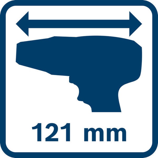 121 Millimeter Gerätebreite Symbol