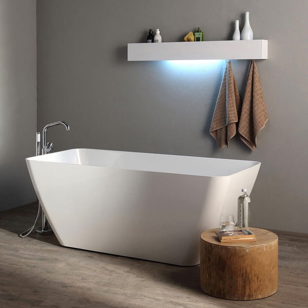 Freistehende rechteckige Badewanne aus Mineralguss | Paola