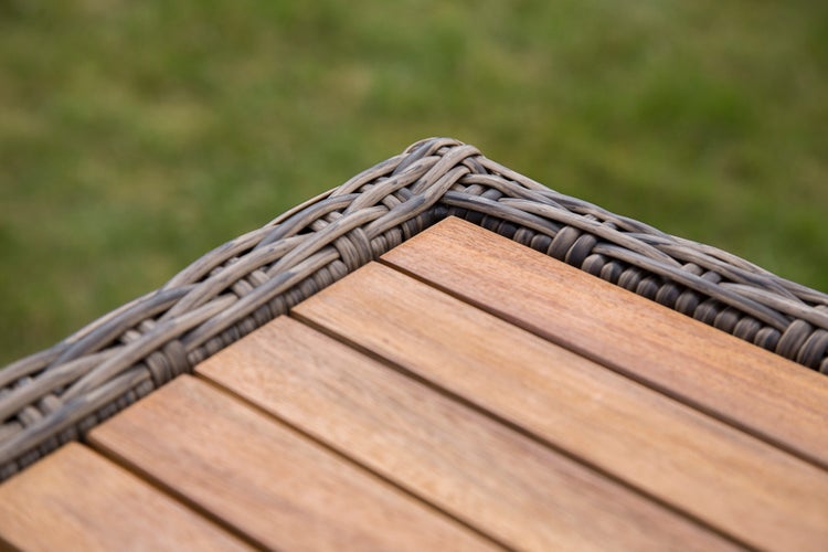Toskana Gartentisch, 185 x 90 cm, Tischplatte aus Akazienholz, Aluminium mit Polyrattan