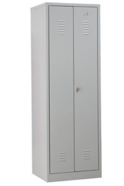 PROREGAL Garderobenspind Camel 2-Fächer & 1-Schloss HxBxT 180 x 60 x 50 cm Vorhängeschloss Grau