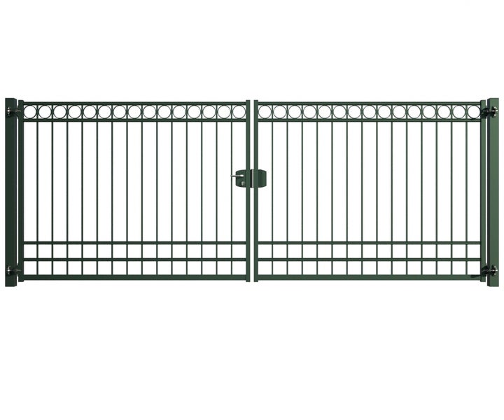 Doppelflügeltor aus Metall mit geradlinigem Design für den Aussenbereich