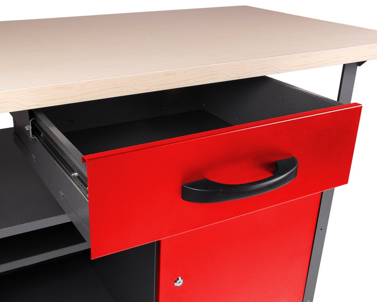 Werkbank mit zwei Schubladen und Schrankfächern