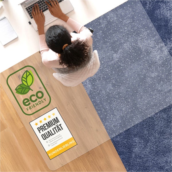 Bodenschutzmatte PC DURA MAT - 116x200 cm - Teppichboden - Polycarbonat Bürostuhlunterlage - Schutzmatte mit Ankernoppen für Ihre Böden