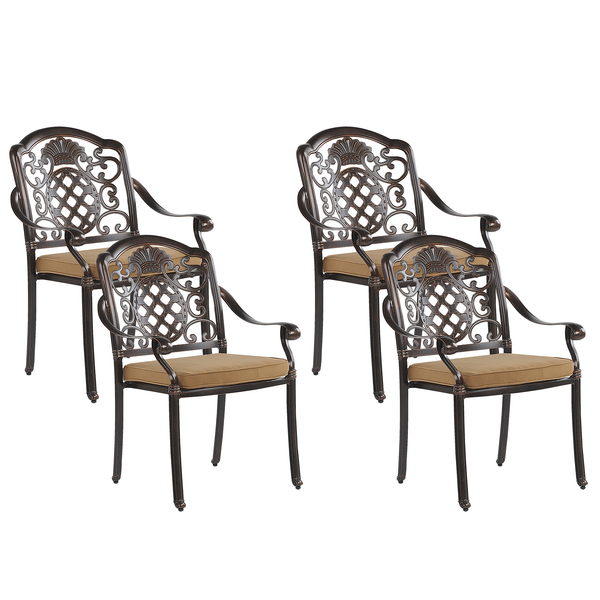 Set mit 4 Stühlen und Sitzkissen SALENTO Metall Dunkelbraun
