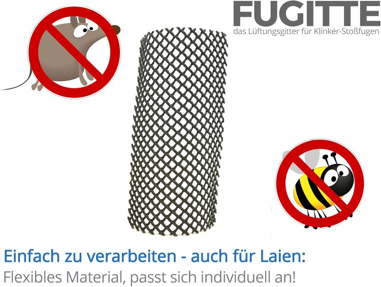 FUGITTE Fugenlüfter (50 Stück) I Fugengitter - Schutz der Stoßfugen des Klinkers vor Bienen, Wespen oder Mäusen (zum Nachrüsten)