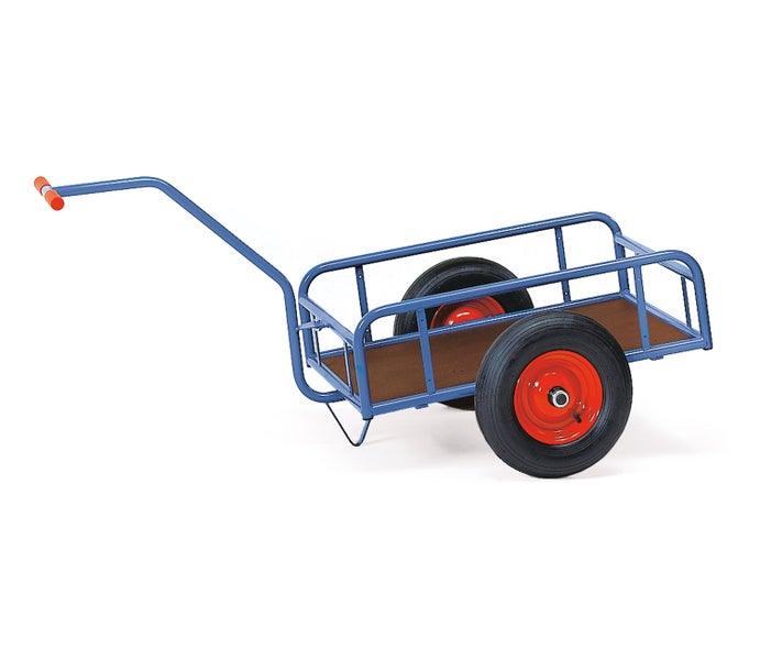 Bollerwagen mit Metallrahmen und Holzplatte