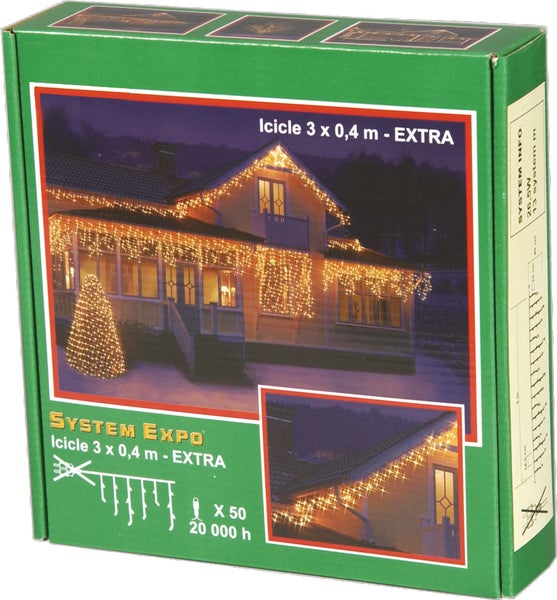 Verpackung der System Expo Eiszapfenlichterkette 3 x 0,4 Meter